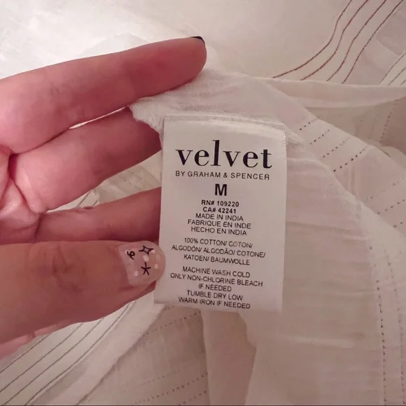 NWT Anthropologie Velvet by Graham & Spencer White Lena Peasant Blouse Tunic - Picture 10 of 16